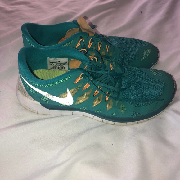 Nike Free Run 5.0 Womens Turquoise Green Athletic Running Sneakers Size 9.5 - Picture 5 of 9